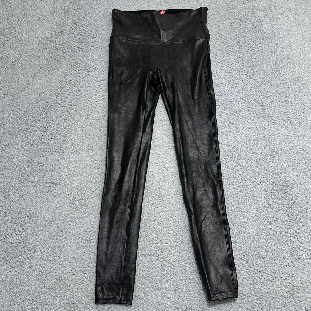 Spanx Faux Leather Leggings‎ Ankle Length Black Style #2437 Size M Medium